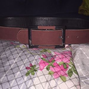 VERSACE BELT burgundy suede rectangular buckle